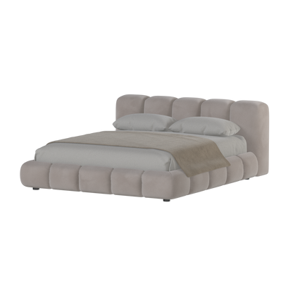 Fluffy Upholstered Bed Frame in Textured Bouclé