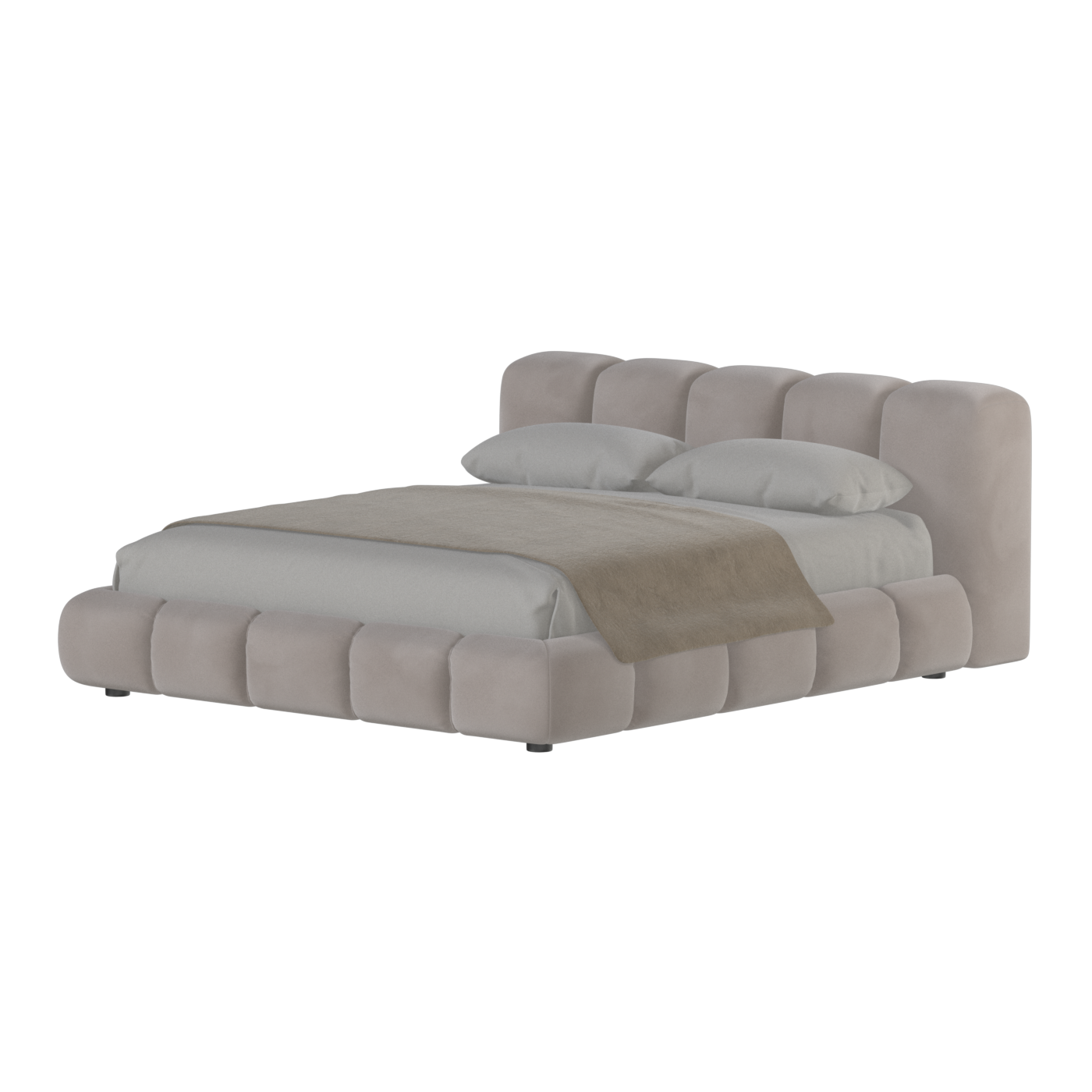 Fluffy Upholstered Bed Frame in Textured Bouclé