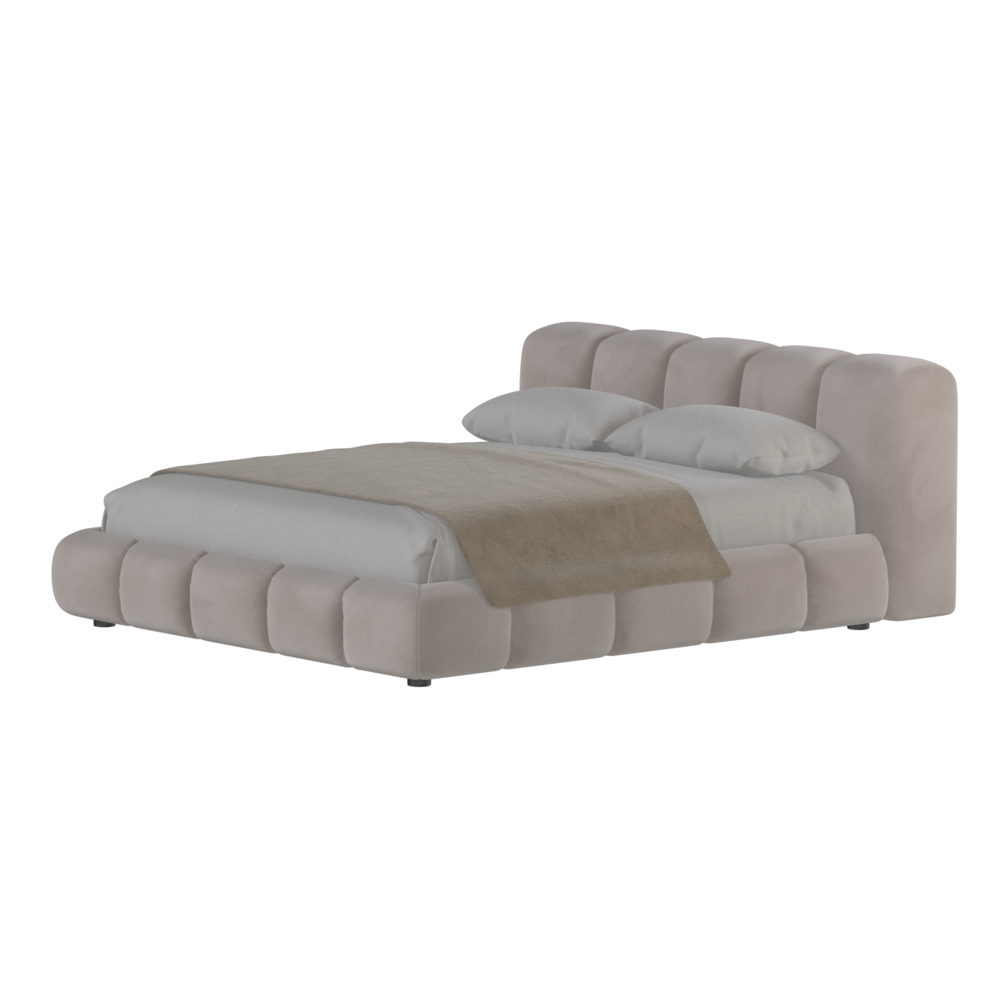 Fluffy Upholstered Bed Frame in Textured Bouclé