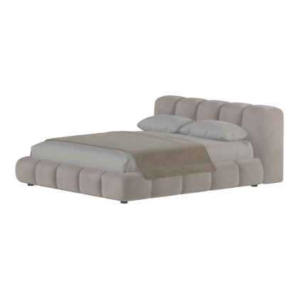 Fluffy Upholstered Bed Frame in Textured Bouclé