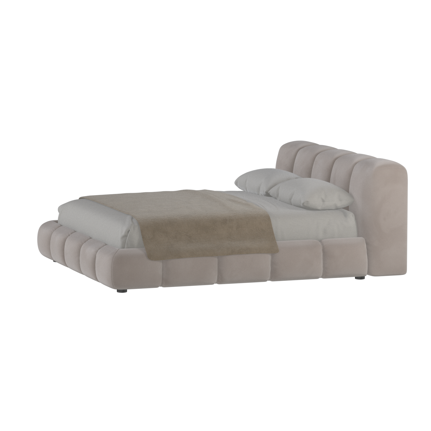 Fluffy Upholstered Bed Frame in Textured Bouclé