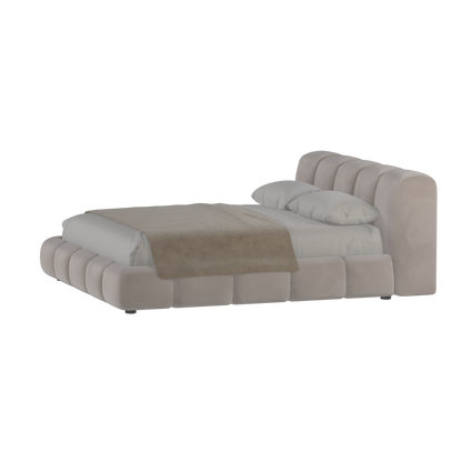 Fluffy Upholstered Bed Frame in Textured Bouclé