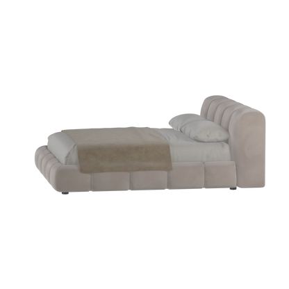 Fluffy Upholstered Bed Frame in Textured Bouclé