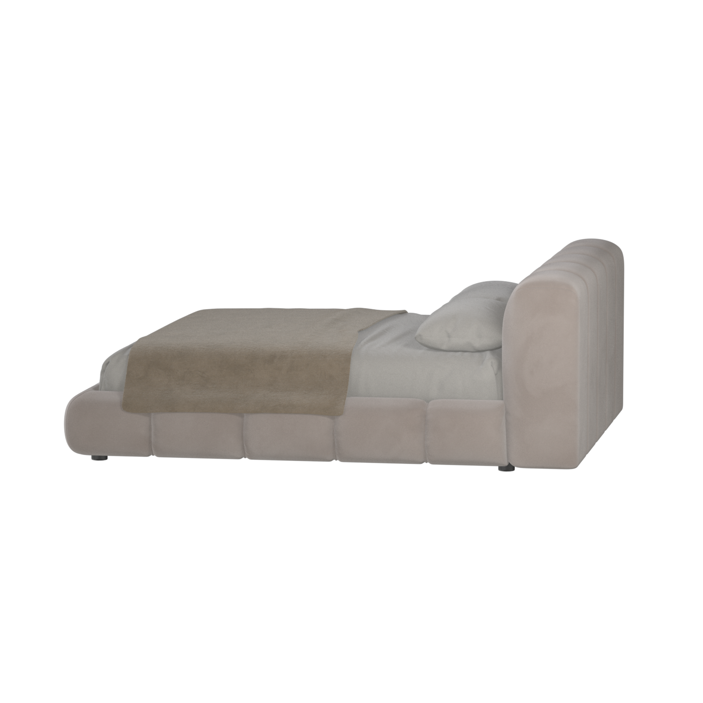 Fluffy Upholstered Bed Frame in Textured Bouclé