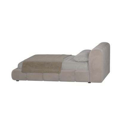 Fluffy Upholstered Bed Frame in Textured Bouclé