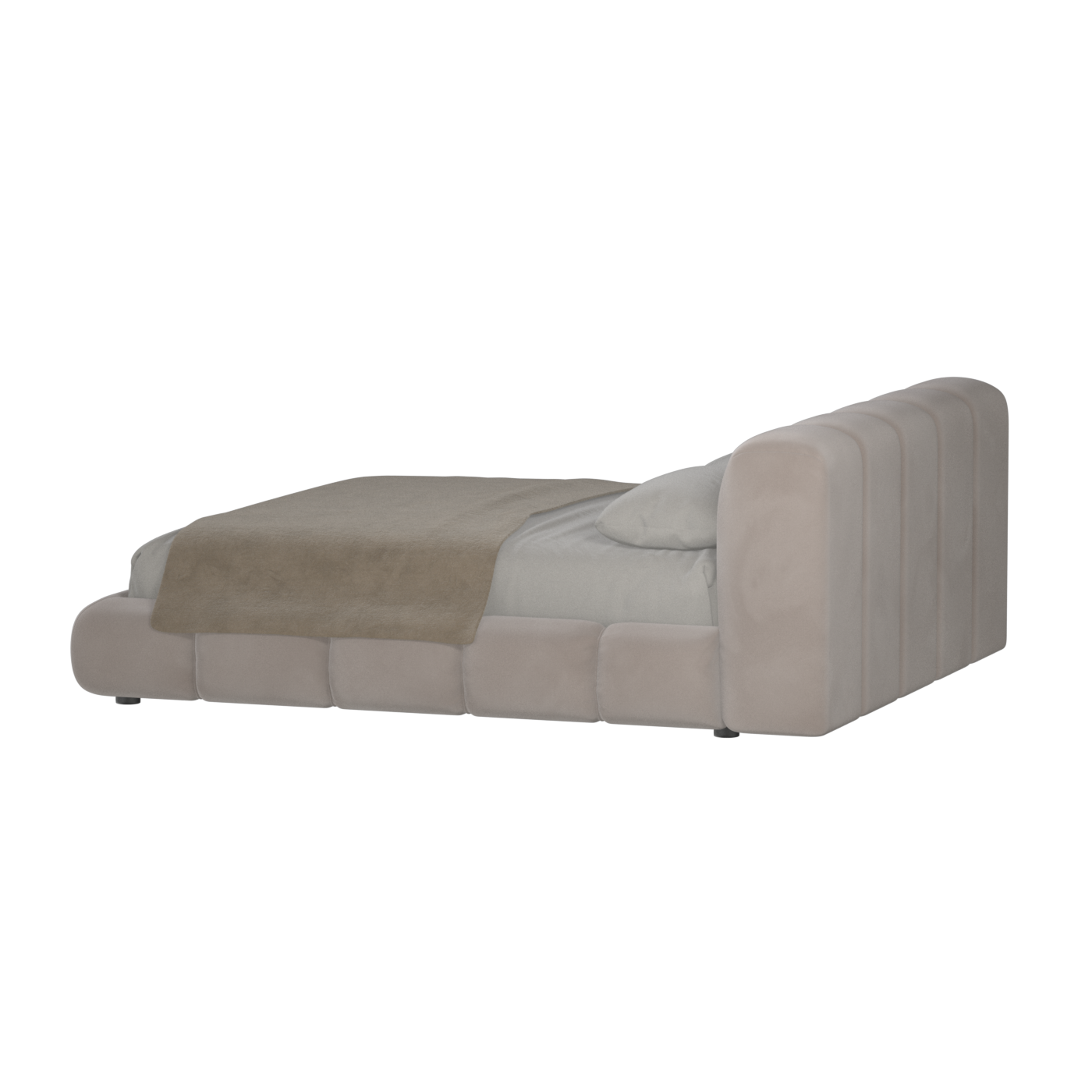 Fluffy Upholstered Bed Frame in Textured Bouclé