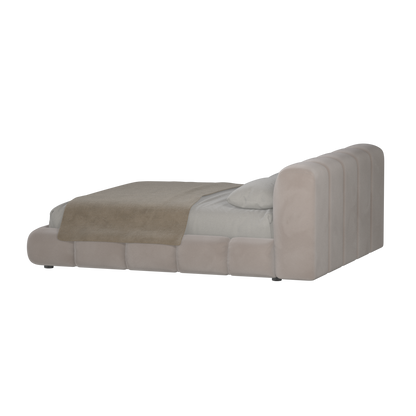 Fluffy Upholstered Bed Frame in Textured Bouclé