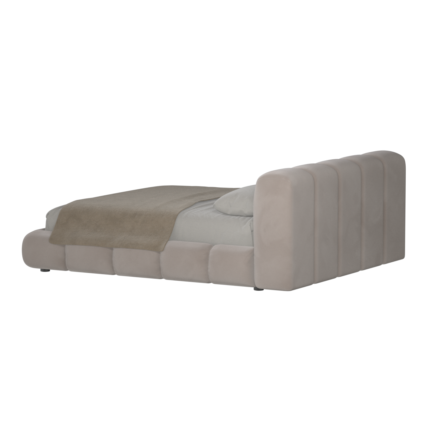 Fluffy Upholstered Bed Frame in Textured Bouclé