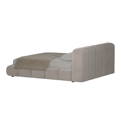 Fluffy Upholstered Bed Frame in Textured Bouclé