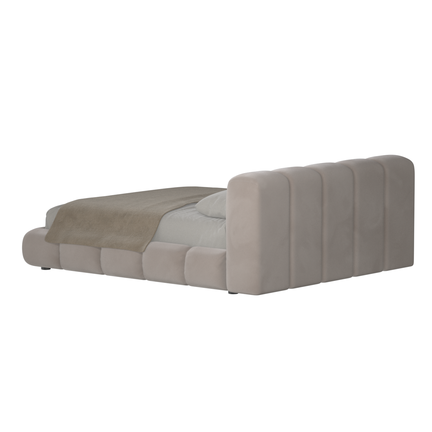 Fluffy Upholstered Bed Frame in Textured Bouclé