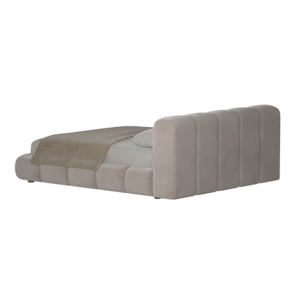 Fluffy Upholstered Bed Frame in Textured Bouclé