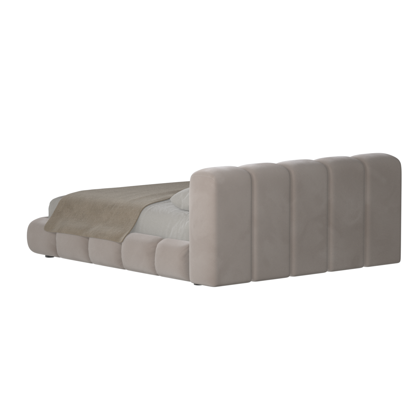 Fluffy Upholstered Bed Frame in Textured Bouclé