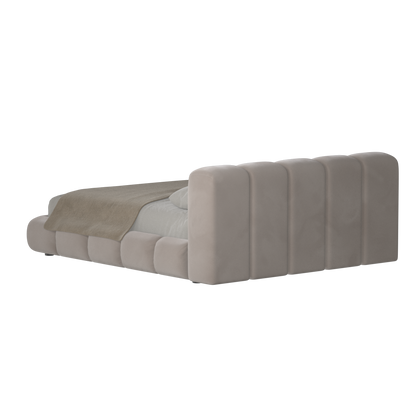 Fluffy Upholstered Bed Frame in Textured Bouclé