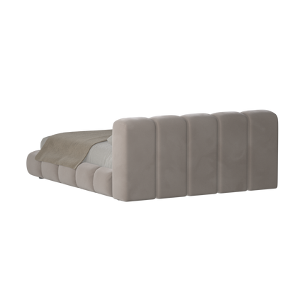 Fluffy Upholstered Bed Frame in Textured Bouclé