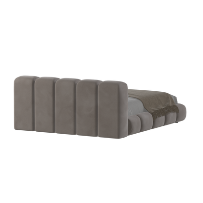 Fluffy Upholstered Bed Frame in Textured Bouclé