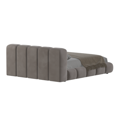 Fluffy Upholstered Bed Frame in Textured Bouclé