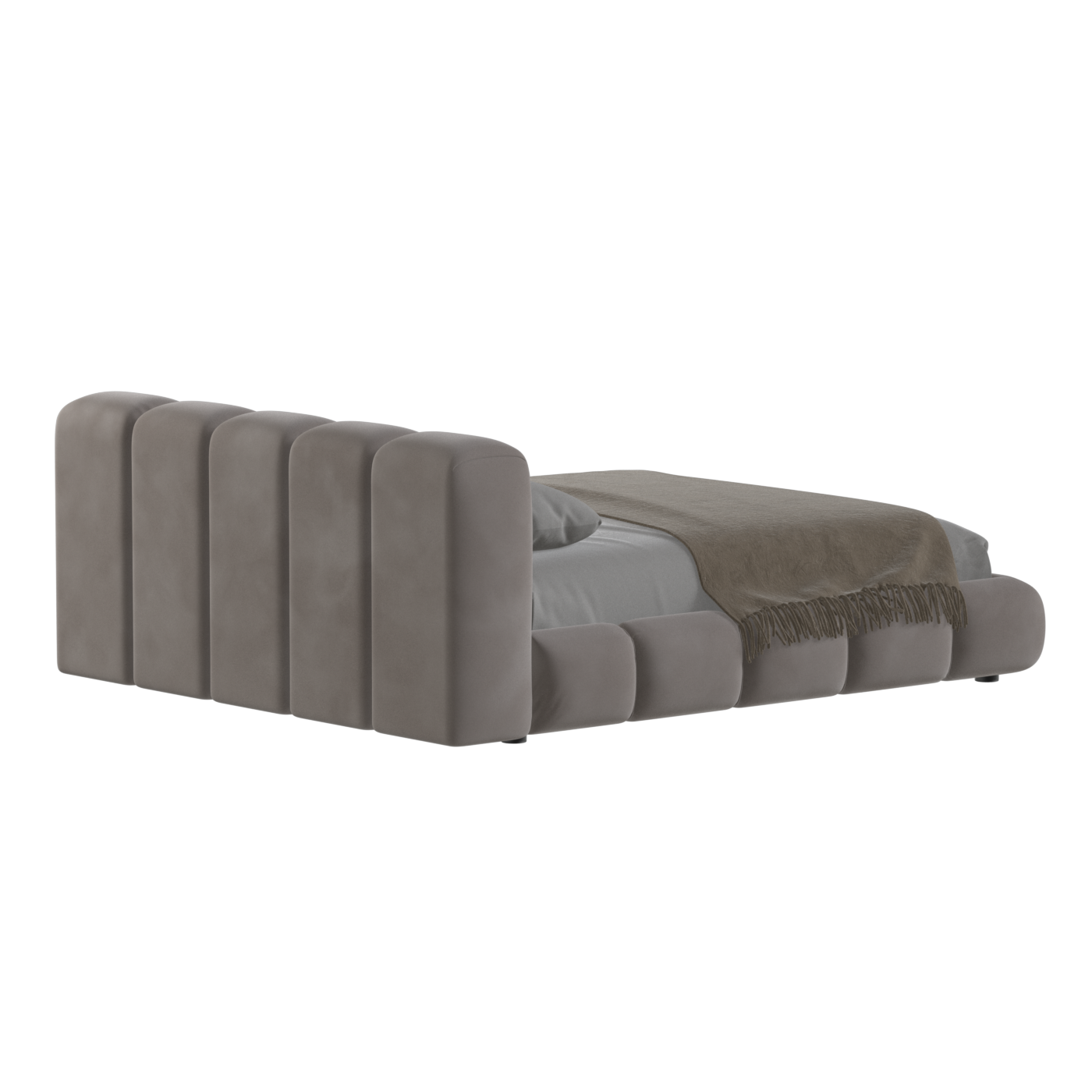 Fluffy Upholstered Bed Frame in Textured Bouclé