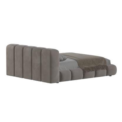 Fluffy Upholstered Bed Frame in Textured Bouclé