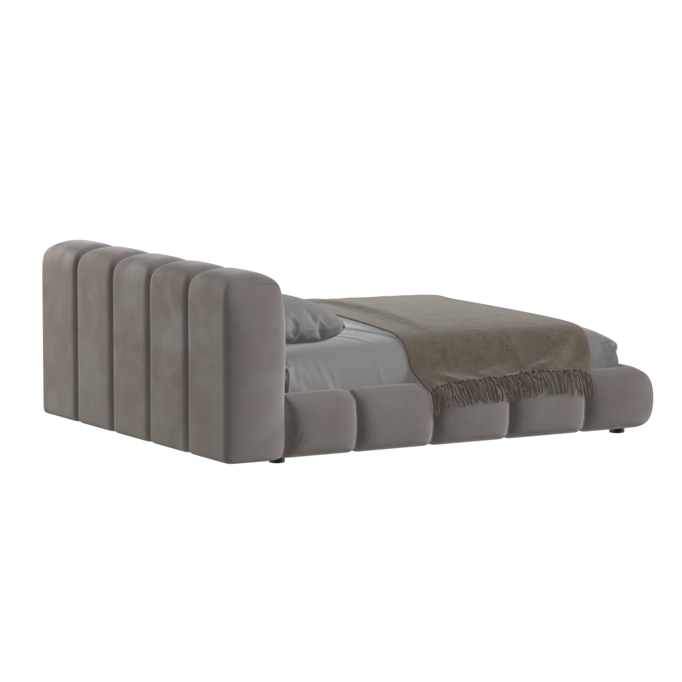 Fluffy Upholstered Bed Frame in Textured Bouclé