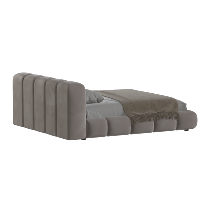 Fluffy Upholstered Bed Frame in Textured Bouclé