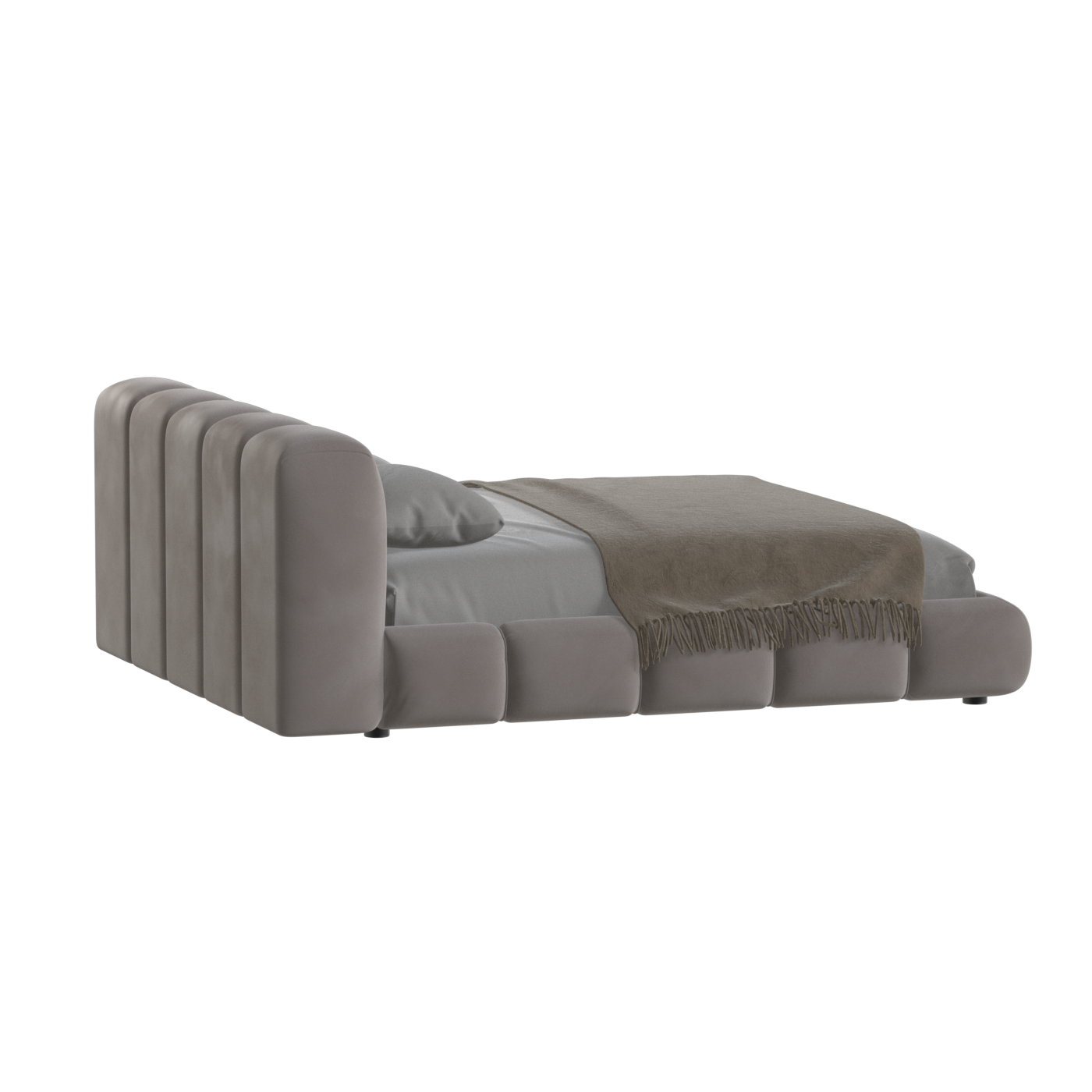 Fluffy Upholstered Bed Frame in Textured Bouclé