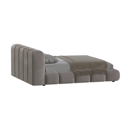 Fluffy Upholstered Bed Frame in Textured Bouclé
