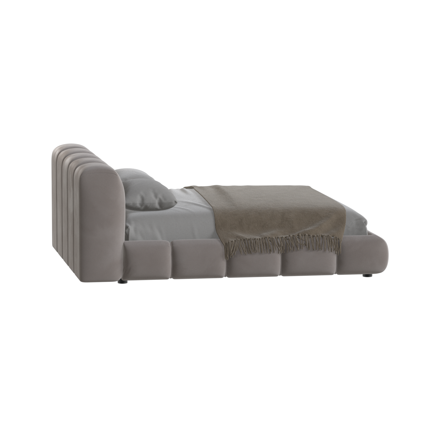 Fluffy Upholstered Bed Frame in Textured Bouclé
