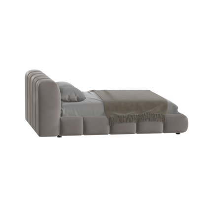 Fluffy Upholstered Bed Frame in Textured Bouclé