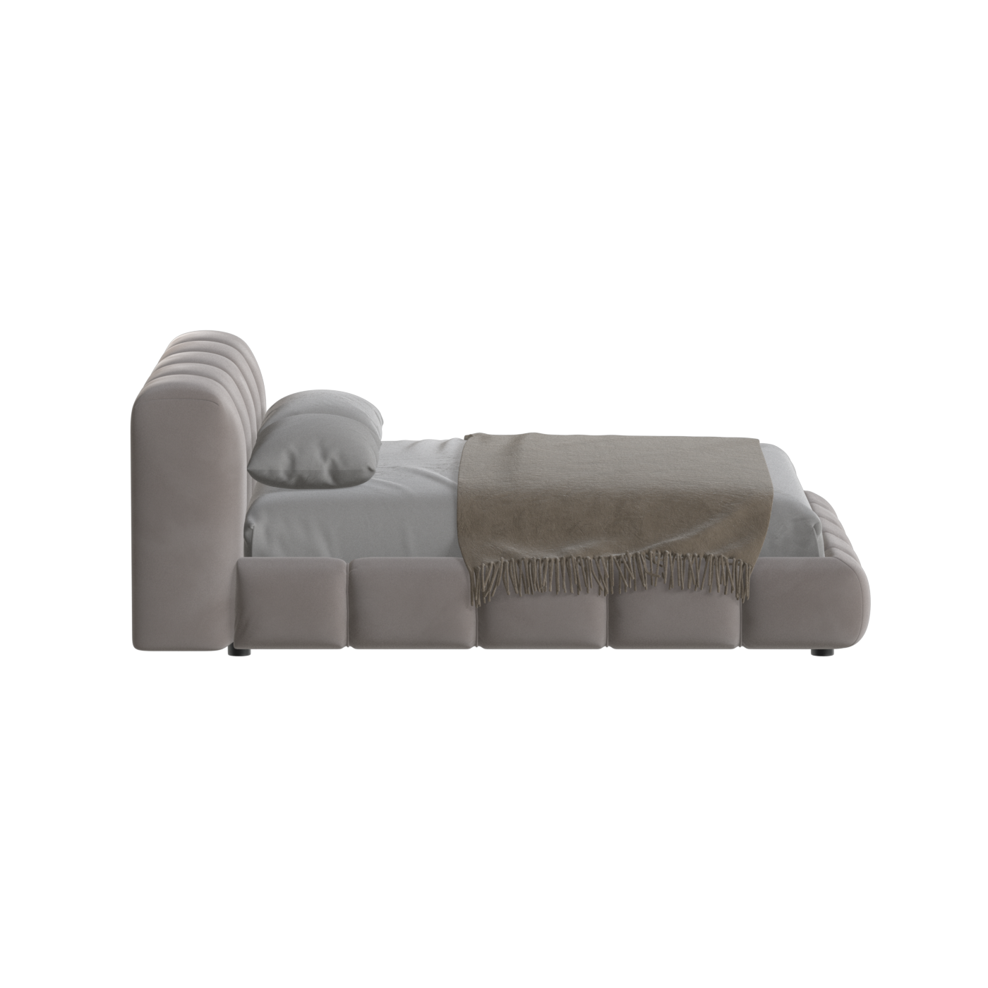 Fluffy Upholstered Bed Frame in Textured Bouclé