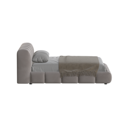 Fluffy Upholstered Bed Frame in Textured Bouclé