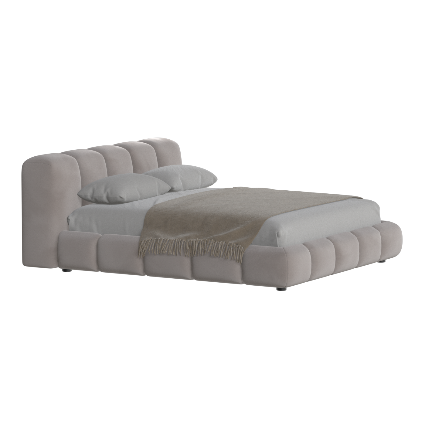 Fluffy Upholstered Bed Frame in Textured Bouclé