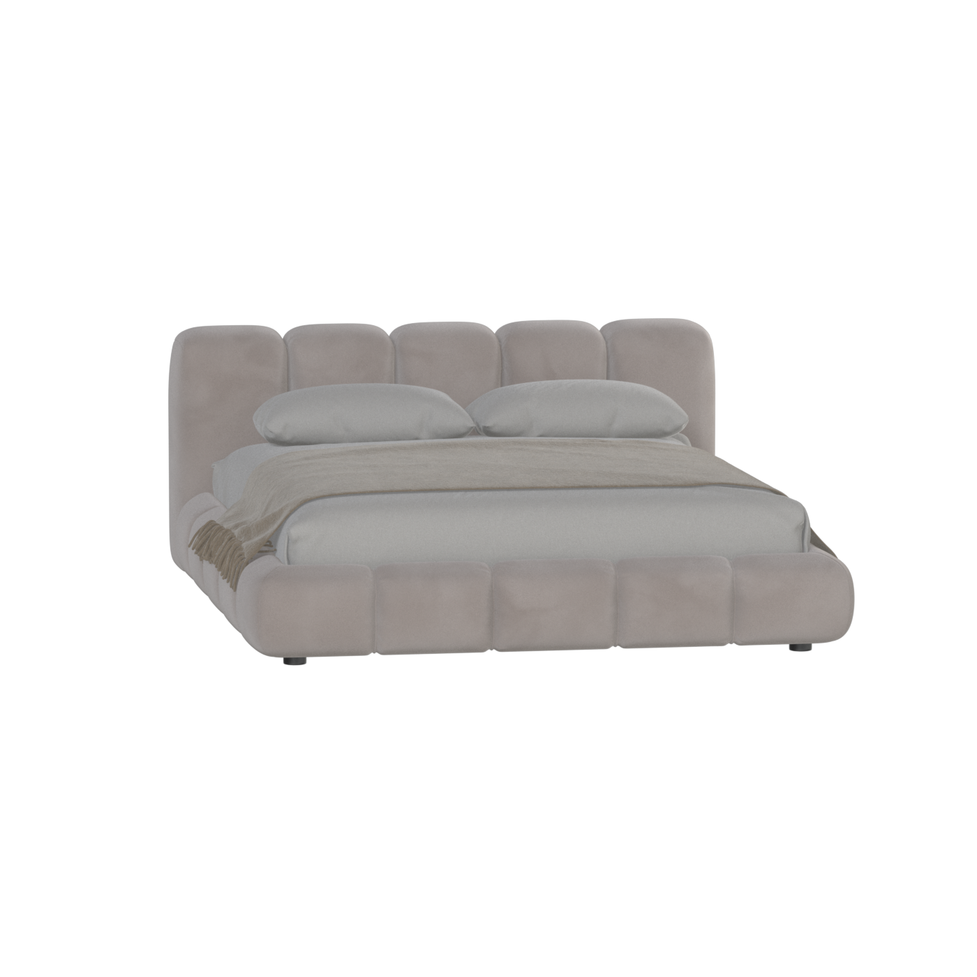 Fluffy Upholstered Bed Frame in Textured Bouclé