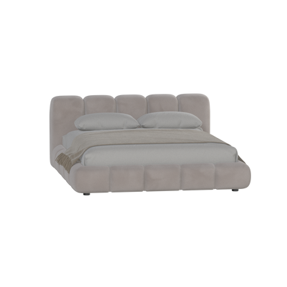 Fluffy Upholstered Bed Frame in Textured Bouclé