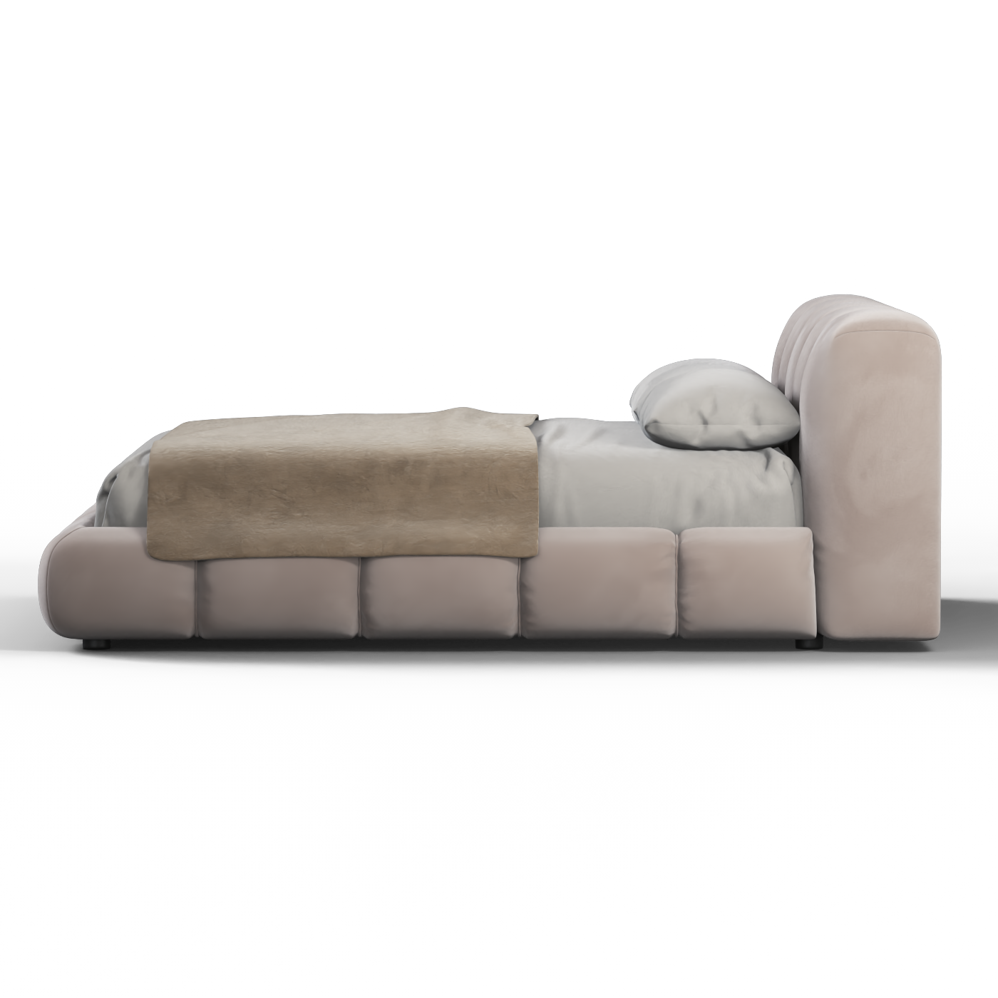 Fluffy Upholstered Bed Frame in Textured Bouclé