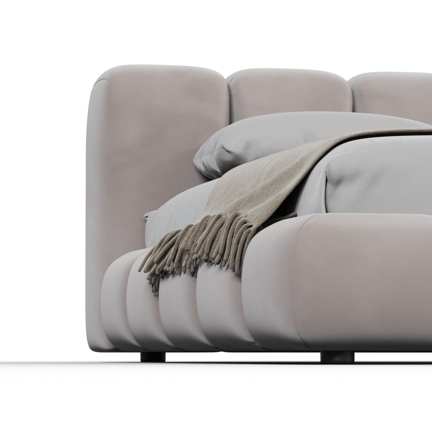 Fluffy Upholstered Bed Frame in Textured Bouclé