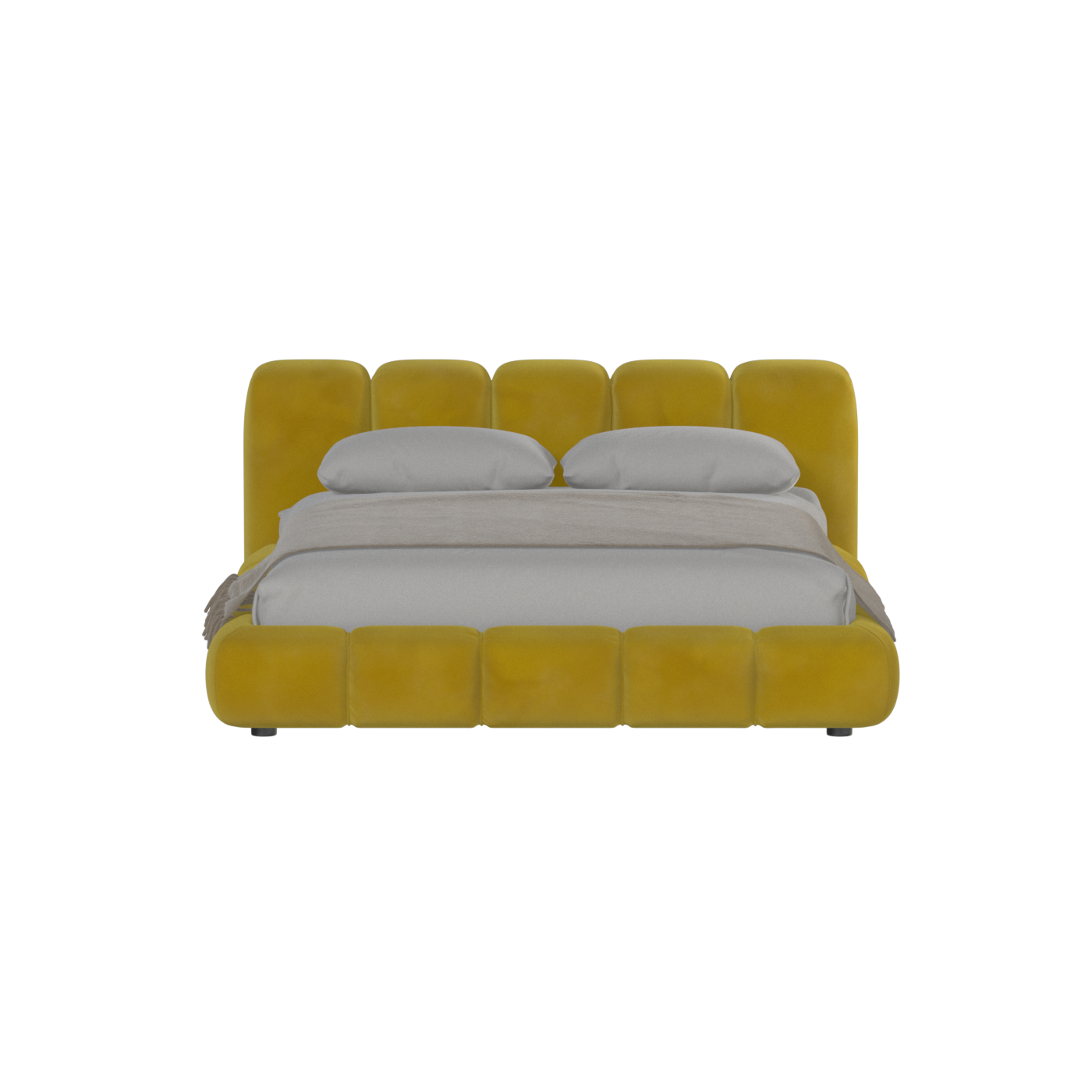 Fluffy Upholstered Bed Frame in Textured Bouclé