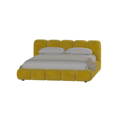 Fluffy Upholstered Bed Frame in Textured Bouclé