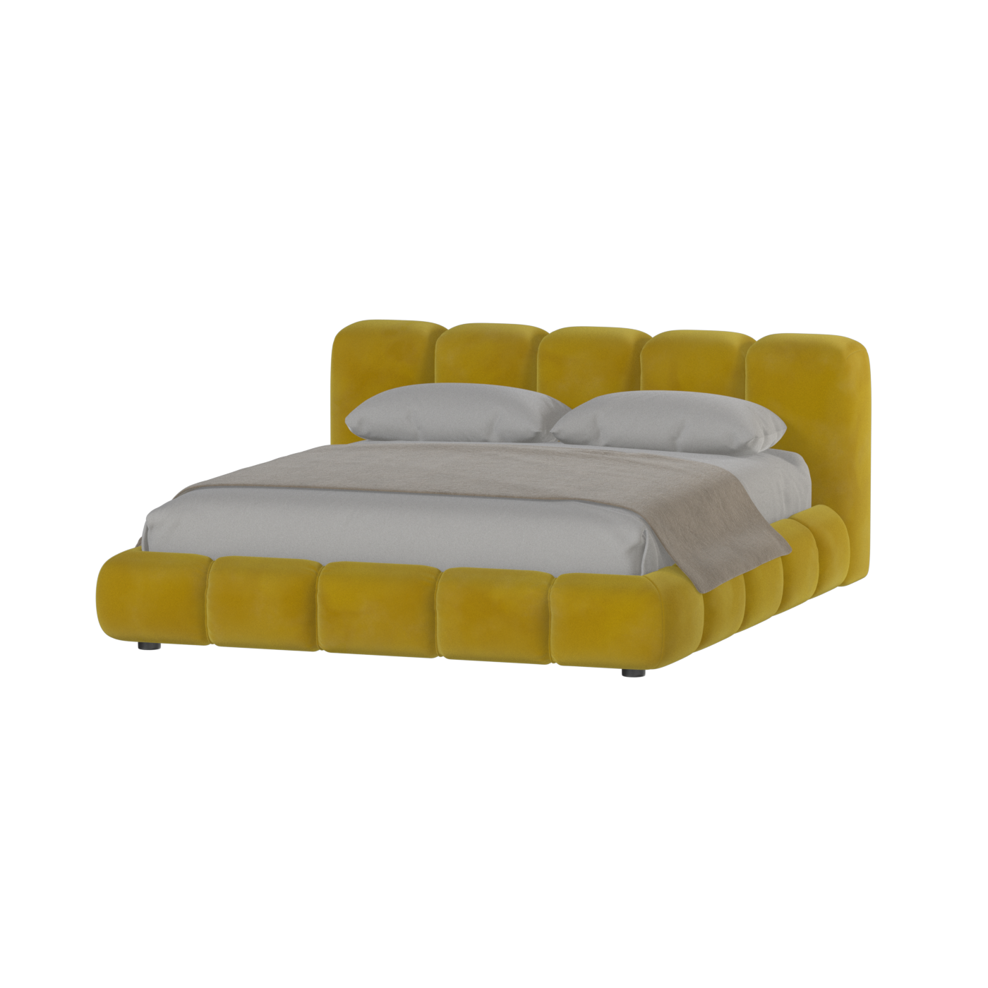 Fluffy Upholstered Bed Frame in Textured Bouclé