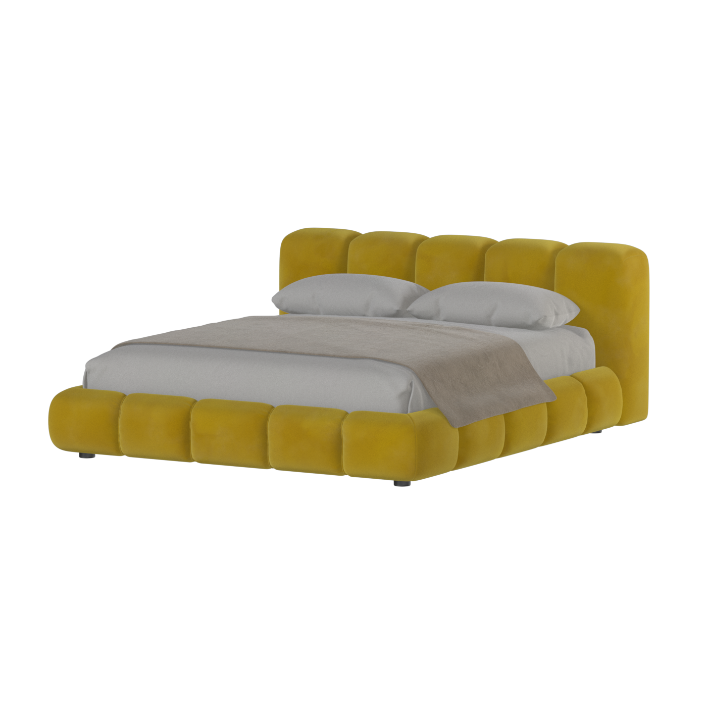 Fluffy Upholstered Bed Frame in Textured Bouclé