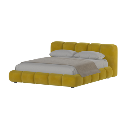 Fluffy Upholstered Bed Frame in Textured Bouclé