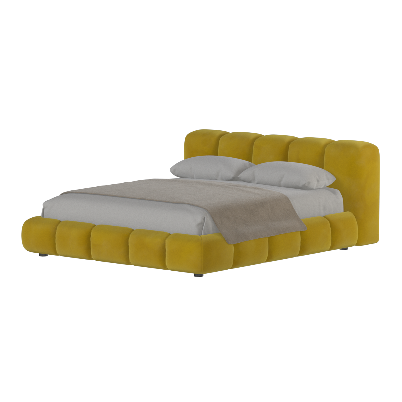 Fluffy Upholstered Bed Frame in Textured Bouclé