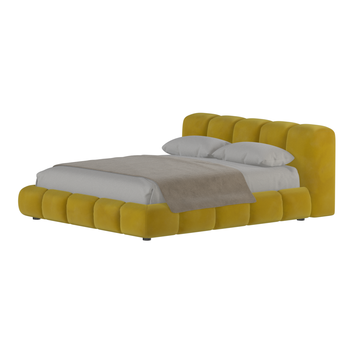 Fluffy Upholstered Bed Frame in Textured Bouclé