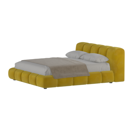 Fluffy Upholstered Bed Frame in Textured Bouclé