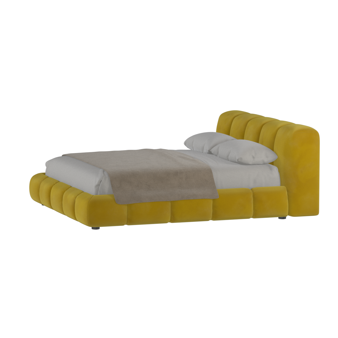 Fluffy Upholstered Bed Frame in Textured Bouclé