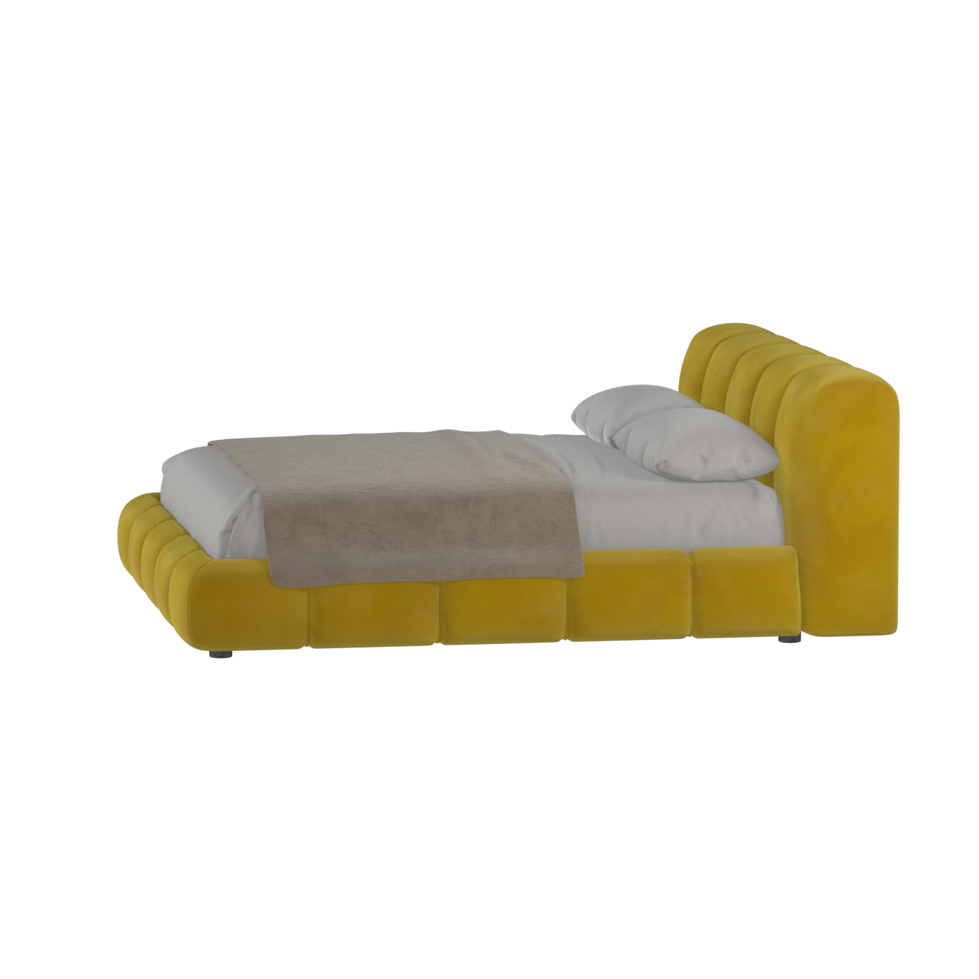 Fluffy Upholstered Bed Frame in Textured Bouclé
