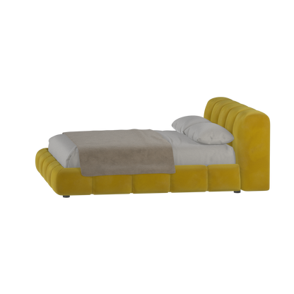 Fluffy Upholstered Bed Frame in Textured Bouclé