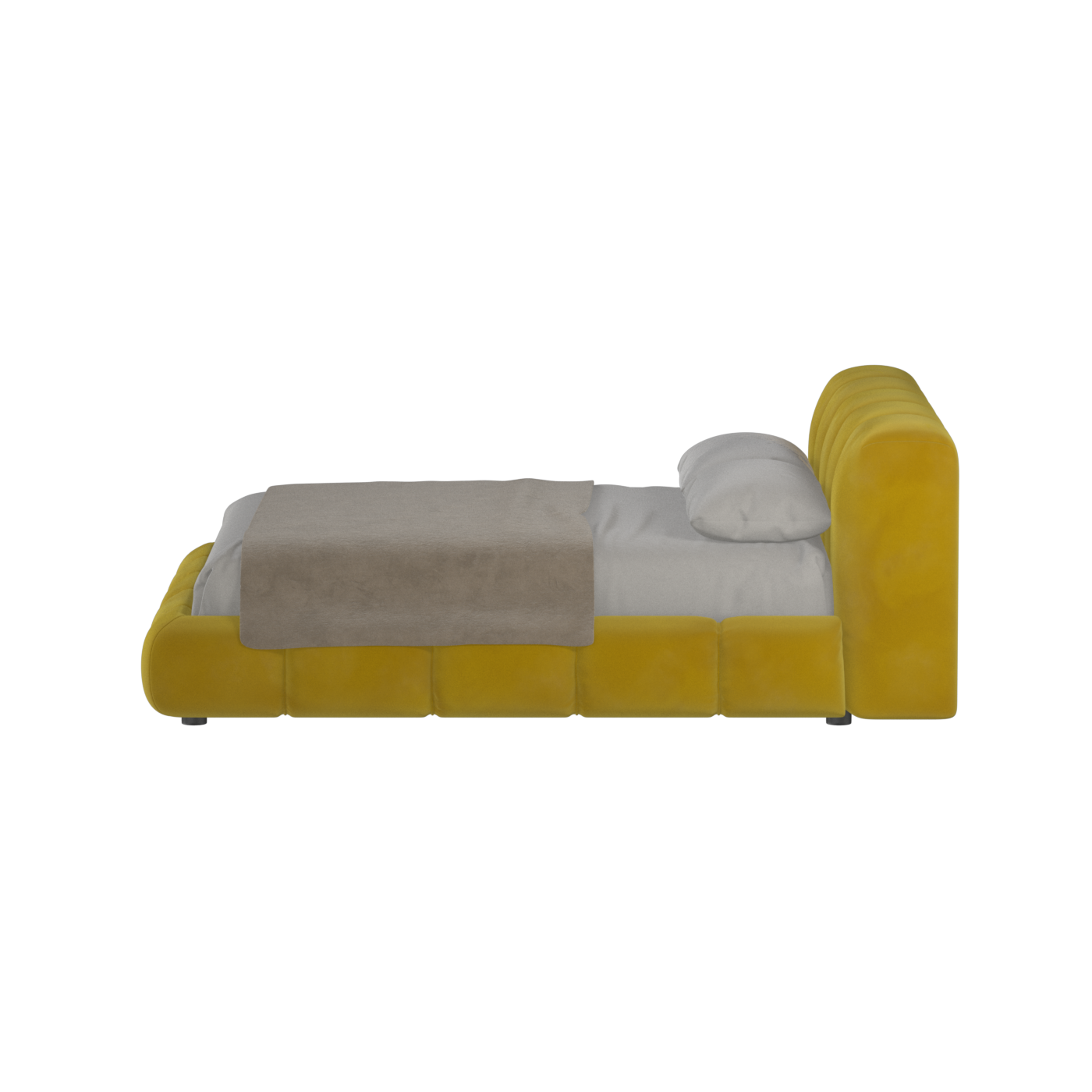 Fluffy Upholstered Bed Frame in Textured Bouclé