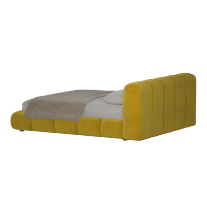 Fluffy Upholstered Bed Frame in Textured Bouclé