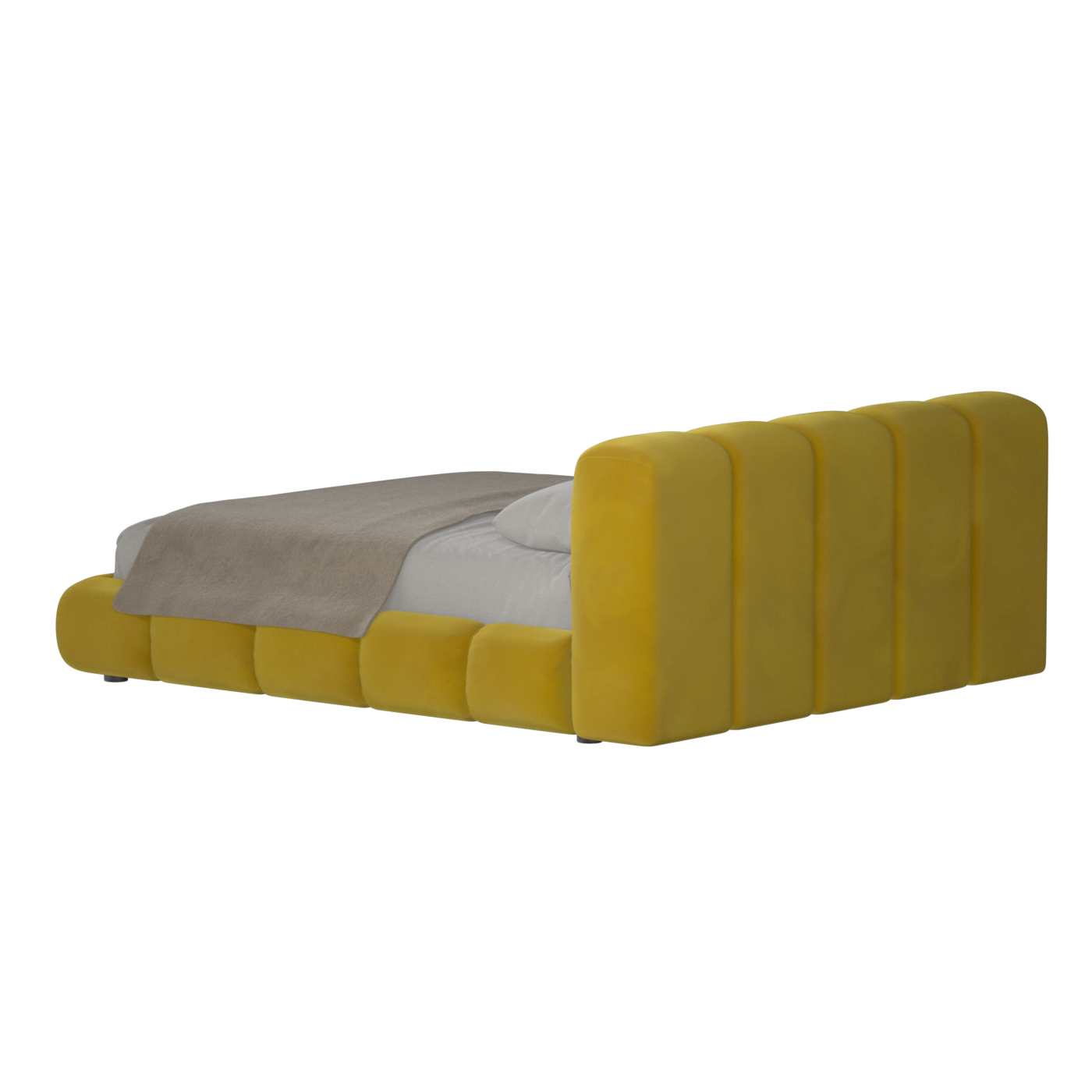 Fluffy Upholstered Bed Frame in Textured Bouclé