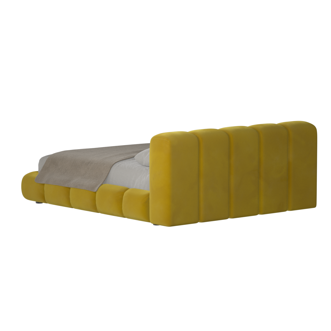 Fluffy Upholstered Bed Frame in Textured Bouclé
